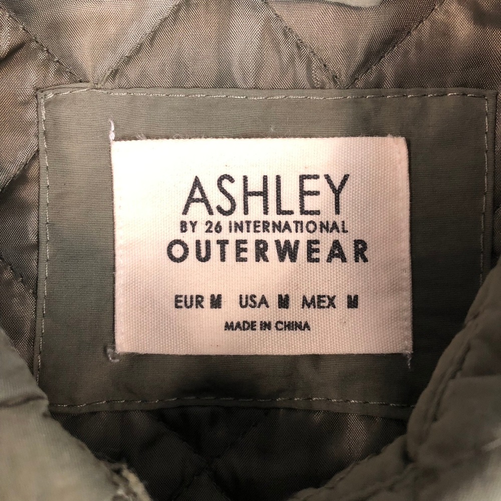 Ashley by 26 International Quilted Button Front Jacket Olive Green Womens Medium - Picture 4 of 7
